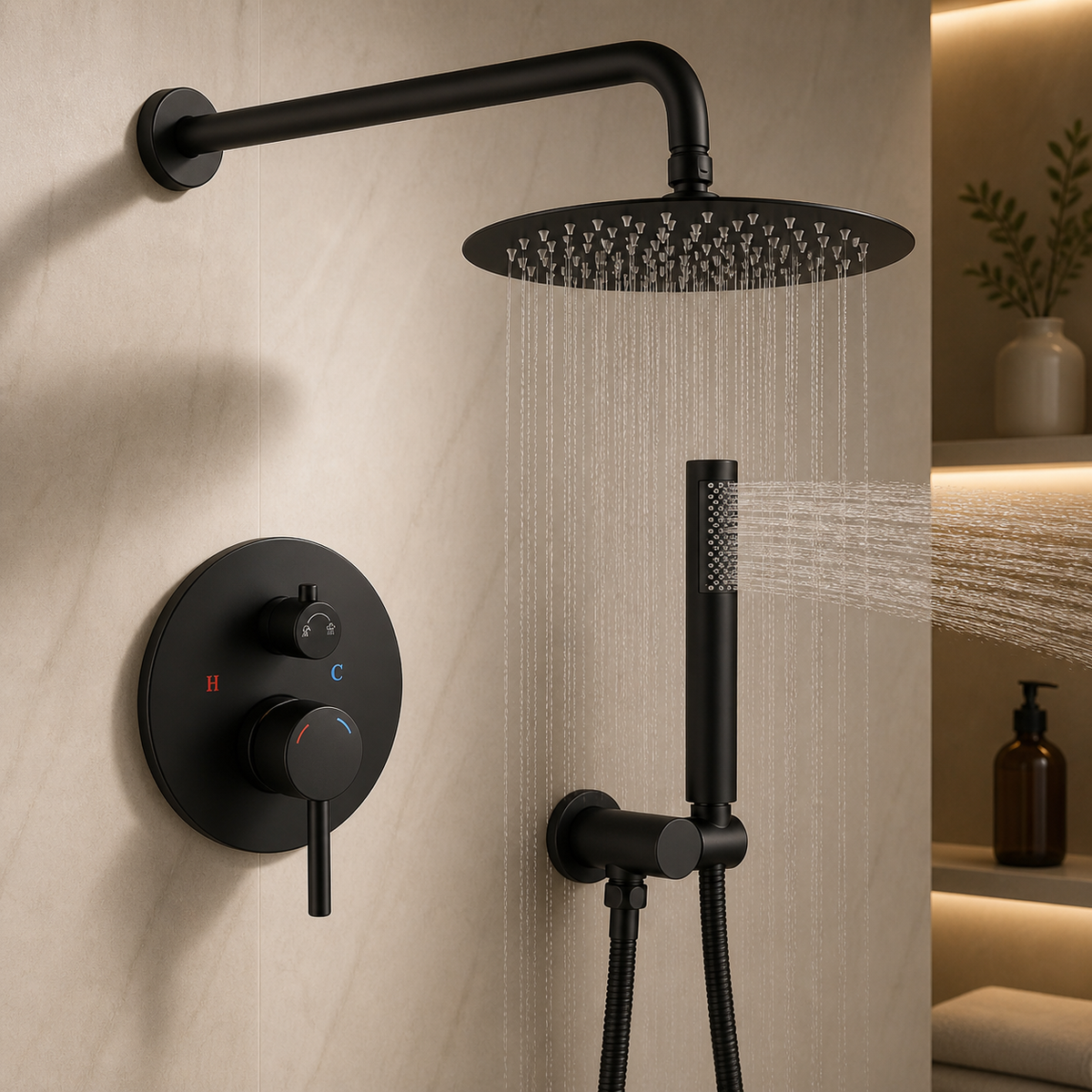 Complete Metal Shower Set — Wall Mounted