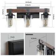3-Light Farmhouse Rustic Bathroom Vanity Light