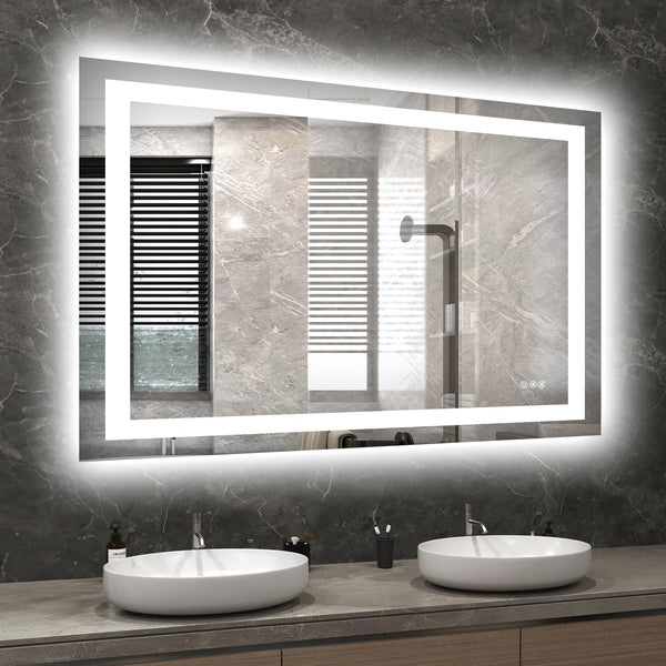 40x34 Inch LED Vanity Mirror — Stepless Dimmable Anti-Fog