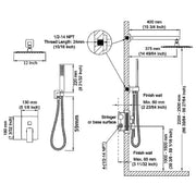 Wall-Mount Shower Mixer System — Brushed Gold
