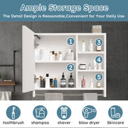 32x28 Inch Bathroom Cabinet with Mirror and LED Lights