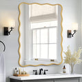 24x36 Inch Wavy Rectangle Mirror — Matte Black Metal Frame