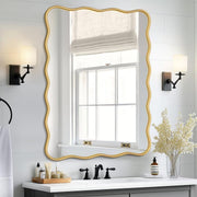 24x36 Inch Wavy Rectangle Mirror — Matte Black Metal Frame