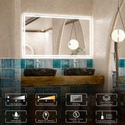 Dimmable LED Bathroom Mirror — Anti-Fog Waterproof Wall Mount