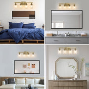 4-Light Gold Vanity Light — Clear Glass Shade