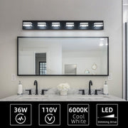 6-Light Modern Black LED Makeup Vanity Light