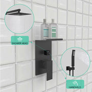 Rain Shower System with Storage Shelves — Wall Mount