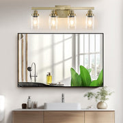 4-Light Gold Vanity Light — Clear Glass Shade