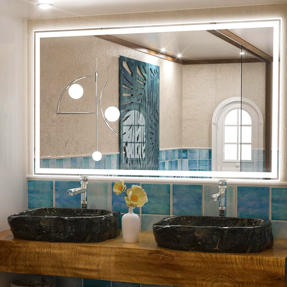 Dimmable LED Bathroom Mirror — Anti-Fog Waterproof Wall Mount