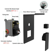 Rain Shower System with Storage Shelves — Wall Mount