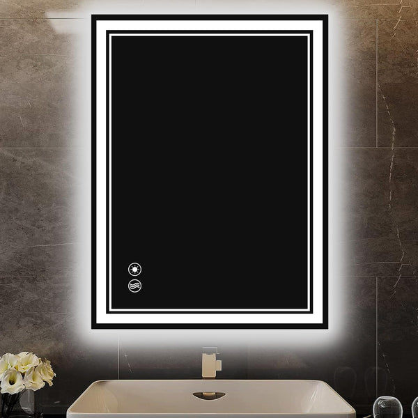 24x32 Inch LED Bathroom Mirror — 3 Colors Anti-Fog Dimmable