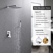 Wall-Mount Shower Faucet Set — Brushed Nickel