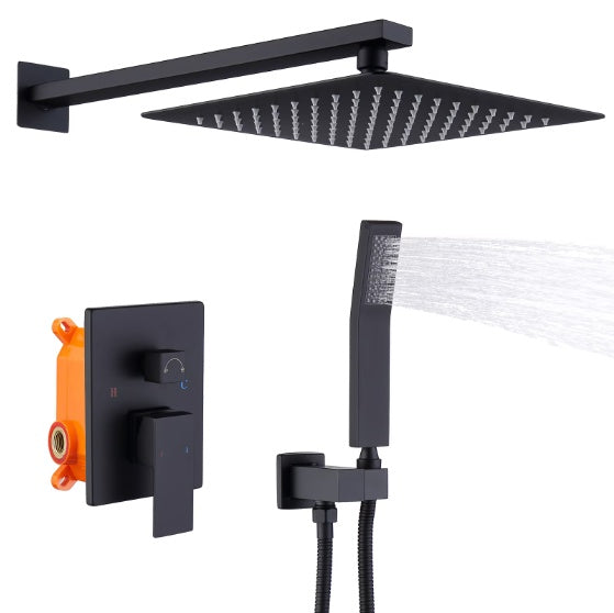 Wall-Mount Shower Mixer System — Matte Black
