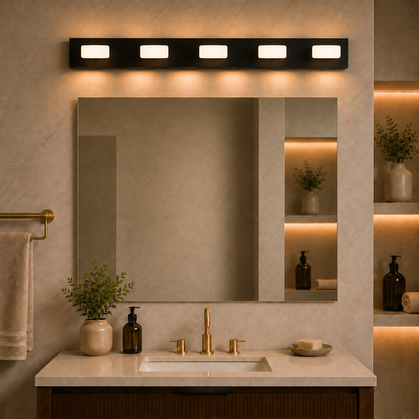 6-Light Black LED Vanity Mirror Fixture