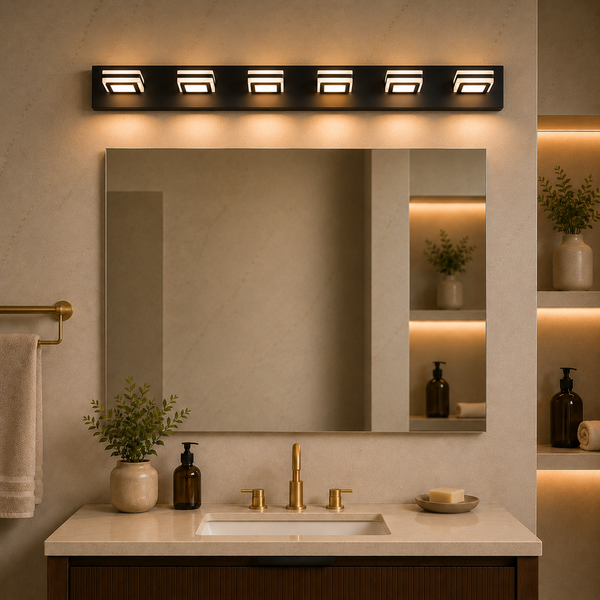 6-Light Modern Black LED Makeup Vanity Light