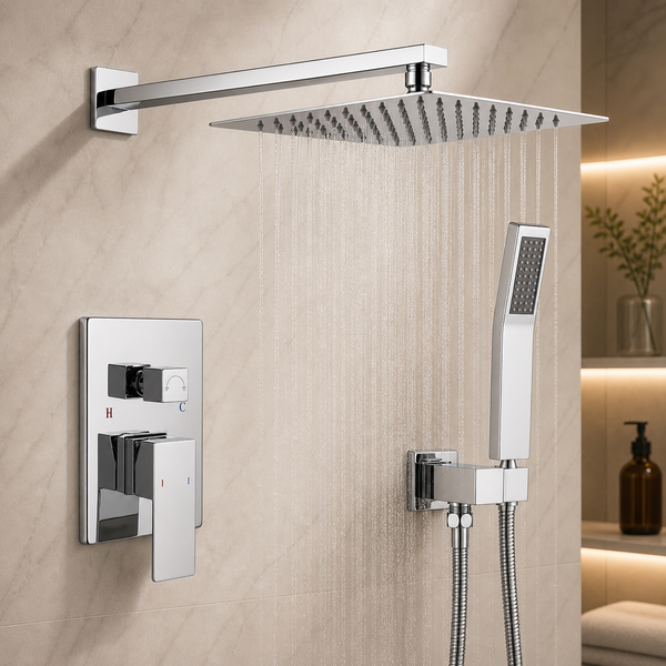 Wall-Mount Shower Faucet Set — Brushed Nickel