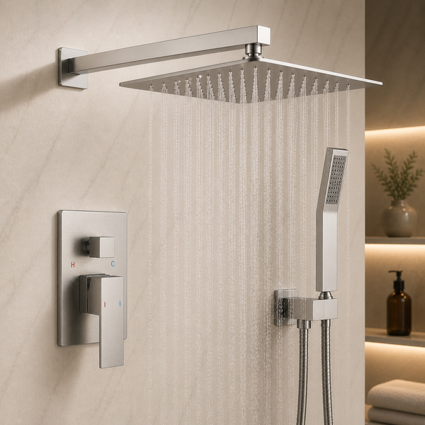Wall-Mount Shower Mixer System — Brushed Nickel