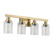 4-Light Gold Vanity Light — Clear Glass Shade