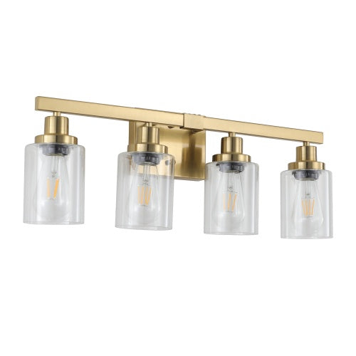 4-Light Gold Vanity Light — Clear Glass Shade