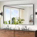 60x36 Inch Large Black Framed Bathroom Mirror — Tempered Glass
