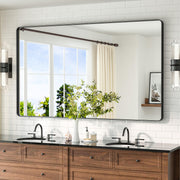 60x36 Inch Large Black Framed Bathroom Mirror — Tempered Glass