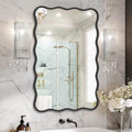 24x36 Inch Wavy Rectangle Mirror — Matte Black Metal Frame