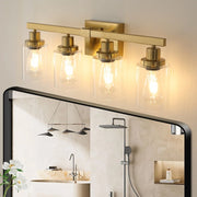 4-Light Gold Vanity Light — Clear Glass Shade