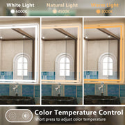 Dimmable LED Bathroom Mirror — Anti-Fog Waterproof Wall Mount