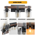 3-Light Farmhouse Rustic Bathroom Vanity Light